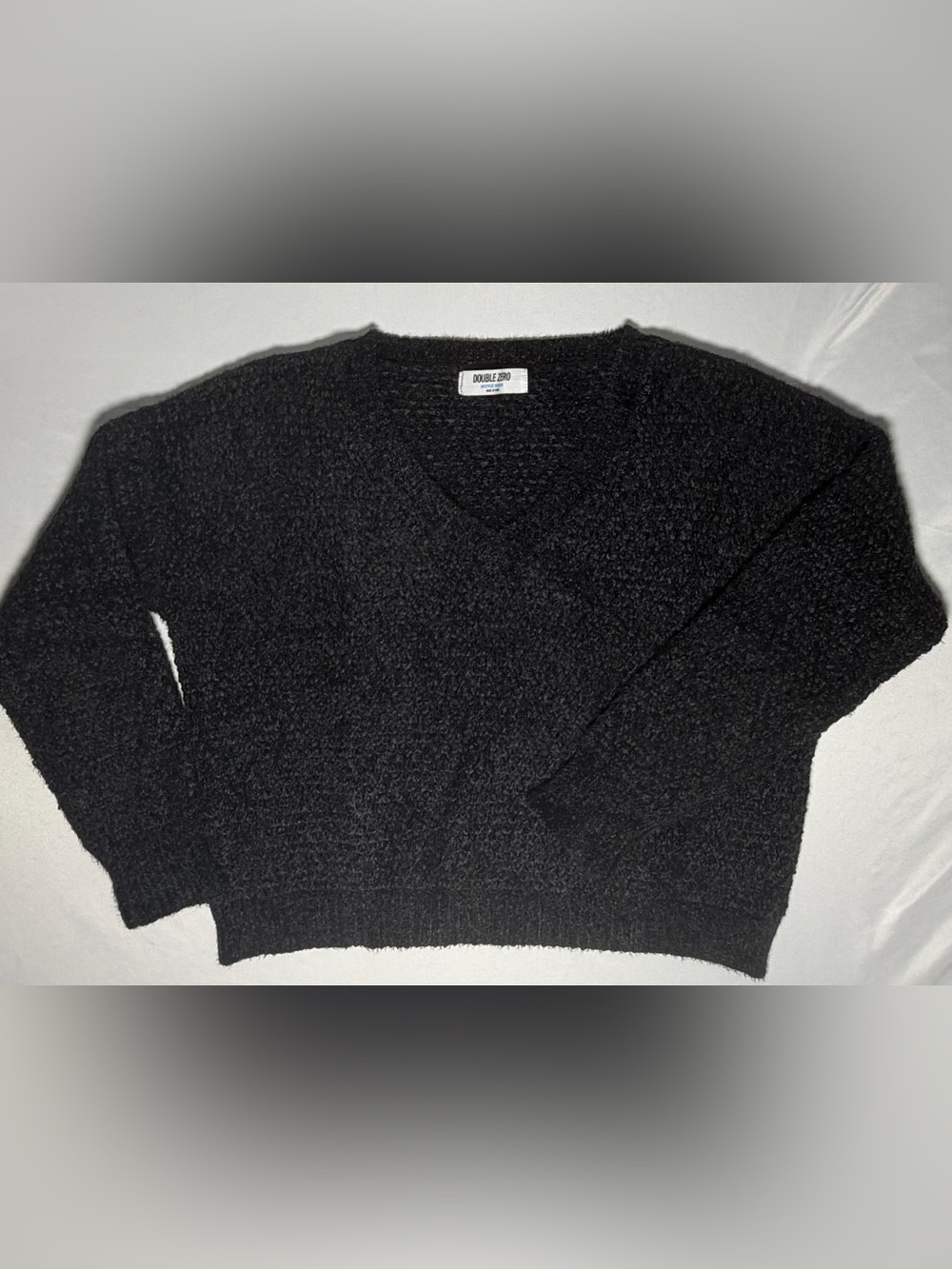 Double Zero Cozy Textured Soft Knit V Neck Sweater Womens Medium Black Excellent